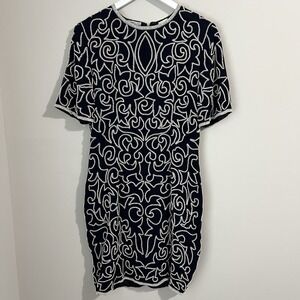 Vtg 80's Stenay Silk Dress Women's 6 Beaded Evening Cocktail Party Sheath Black